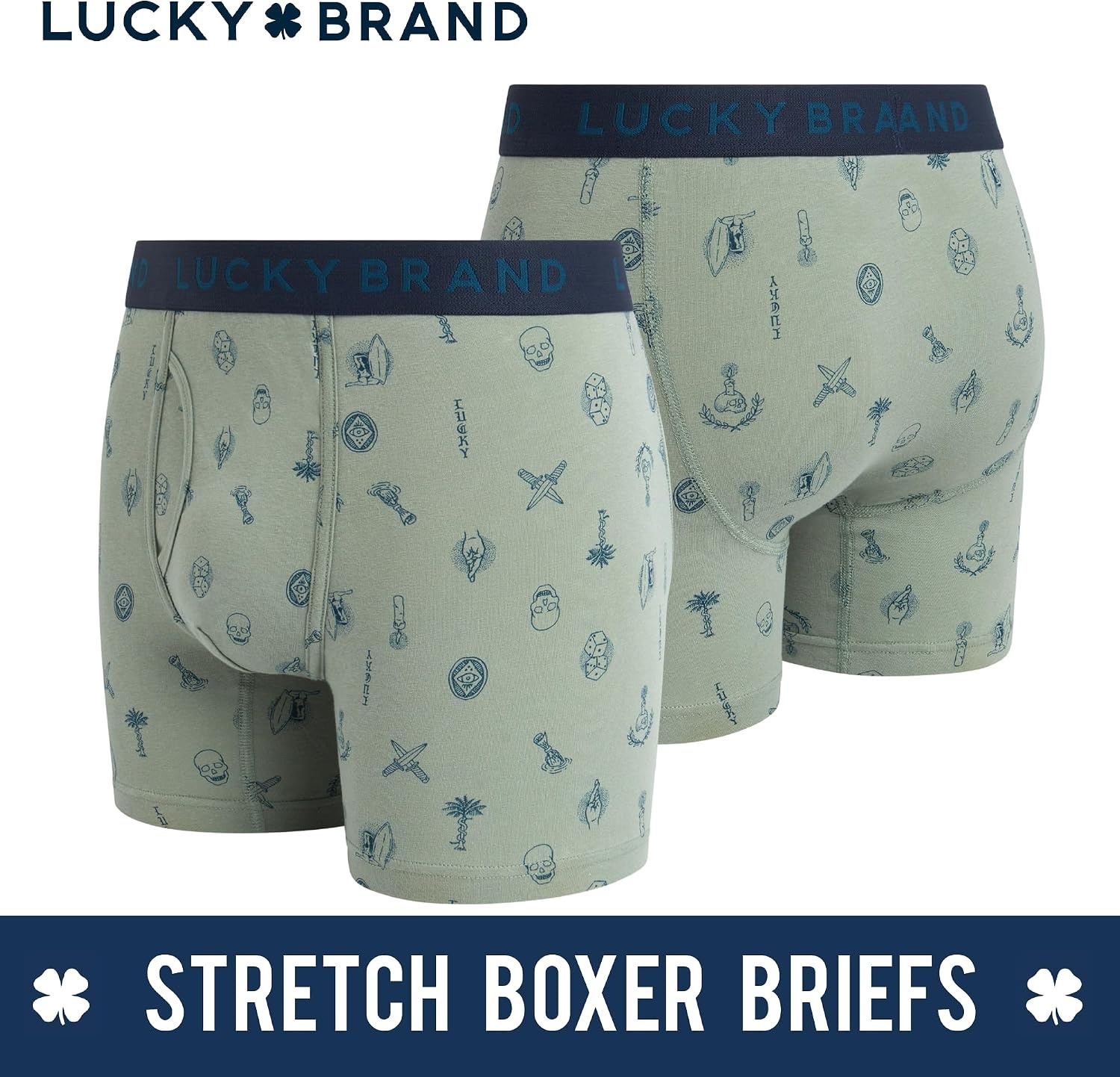 image:imageLucky Brand Mens Boxer Briefs 3 Pack Soft Stretch Cotton Boxers 6 InseamIndigoLight GreenCharcoal Grey