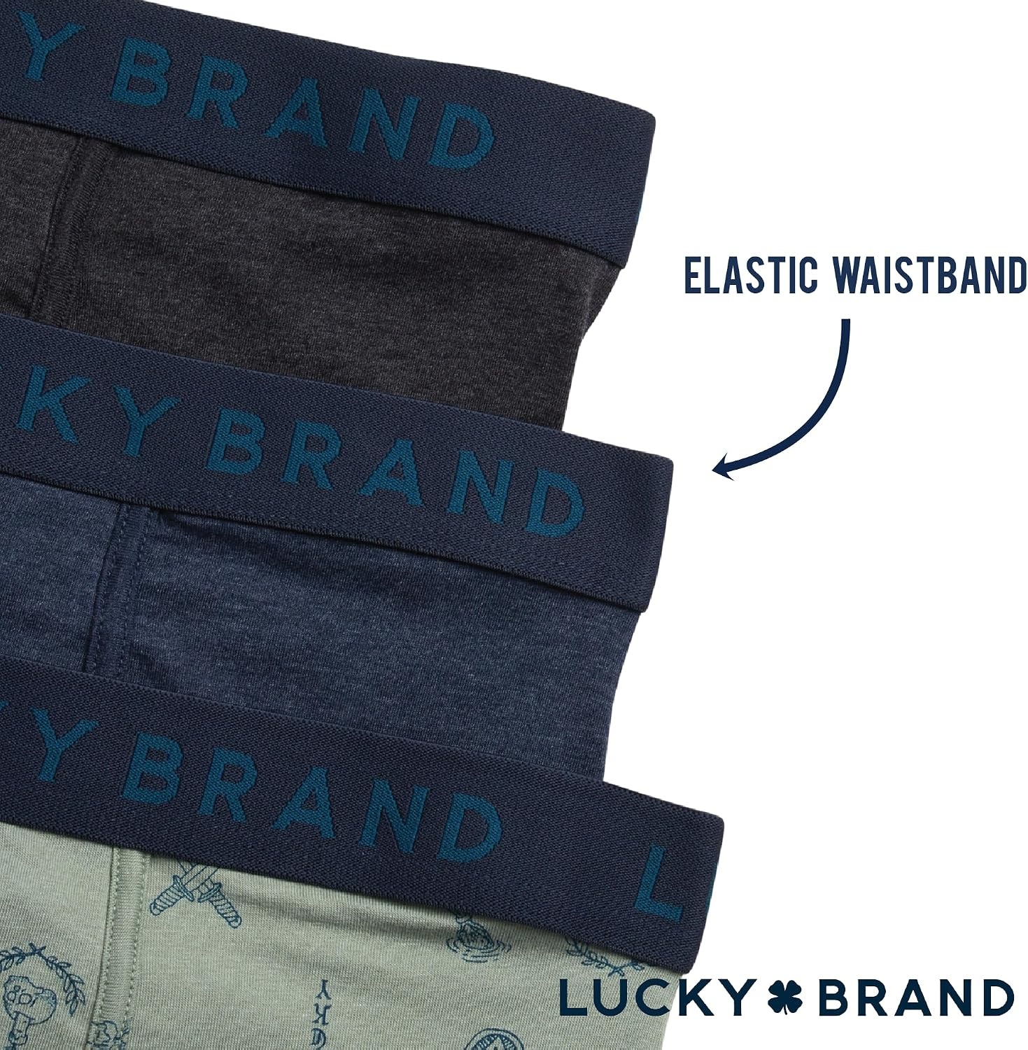 image:imageLucky Brand Mens Boxer Briefs 3 Pack Soft Stretch Cotton Boxers 6 InseamIndigoLight GreenCharcoal Grey