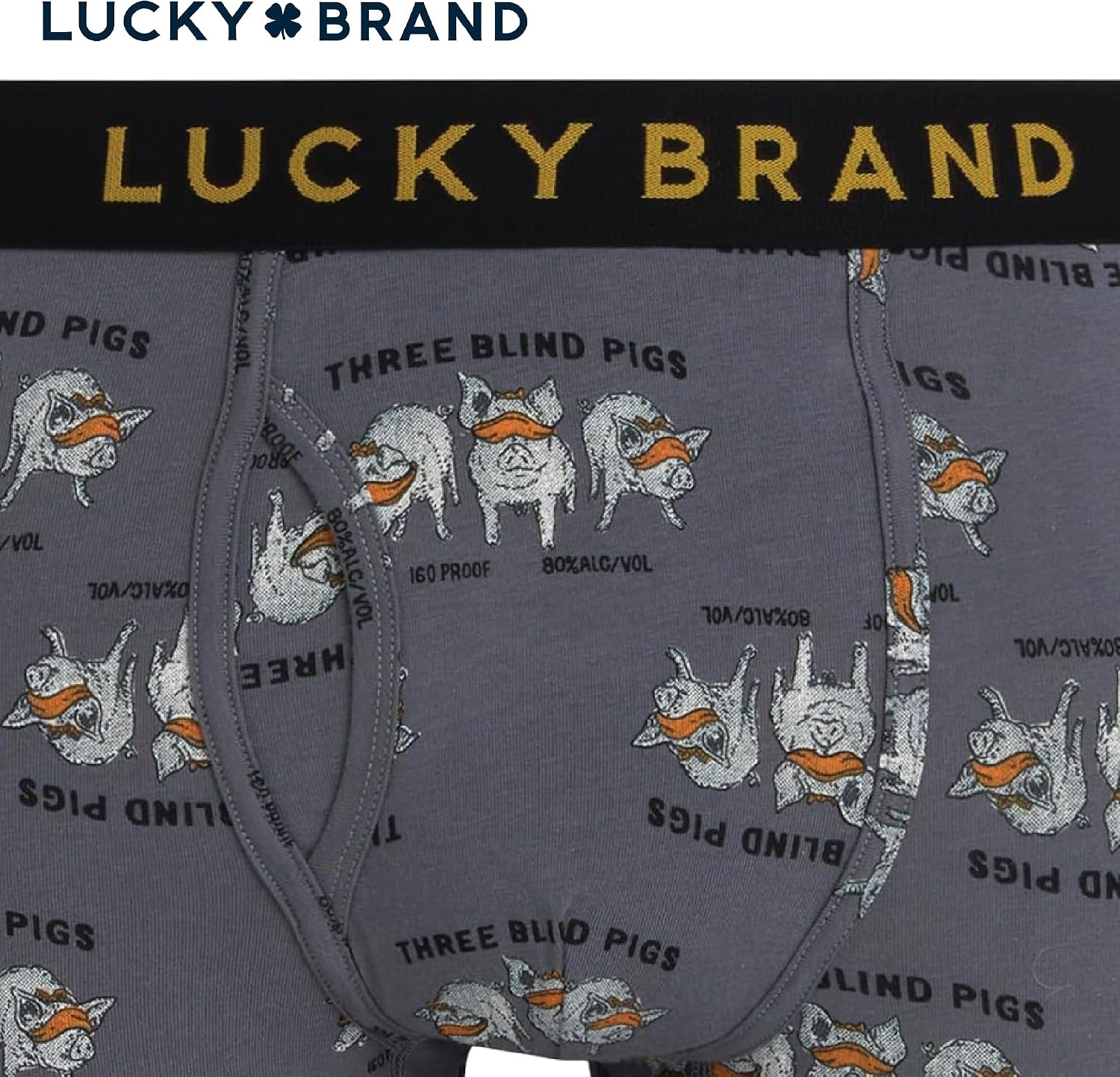 image:imageLucky Brand Mens Boxer Briefs 3 Pack Soft Stretch Cotton Boxers 6 InseamJet BlackStormy Weather PrintGrey Heather