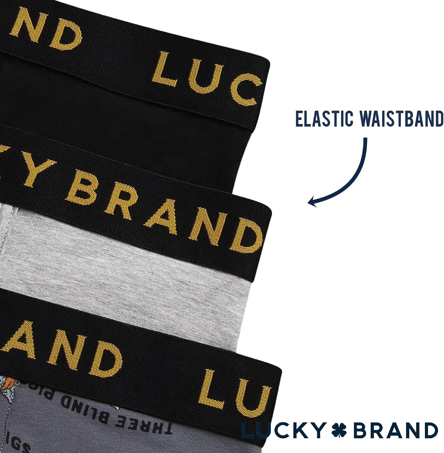 image:imageLucky Brand Mens Boxer Briefs 3 Pack Soft Stretch Cotton Boxers 6 InseamJet BlackStormy Weather PrintGrey Heather