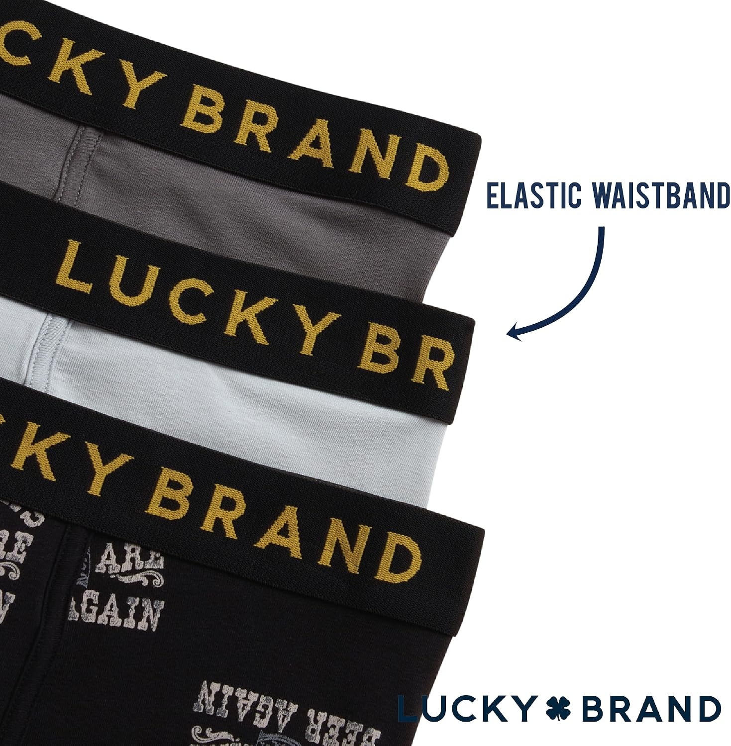 image:imageLucky Brand Mens Boxer Briefs 3 Pack Soft Stretch Cotton Boxers 6 InseamMedium GreyJet Black PrintLight Grey