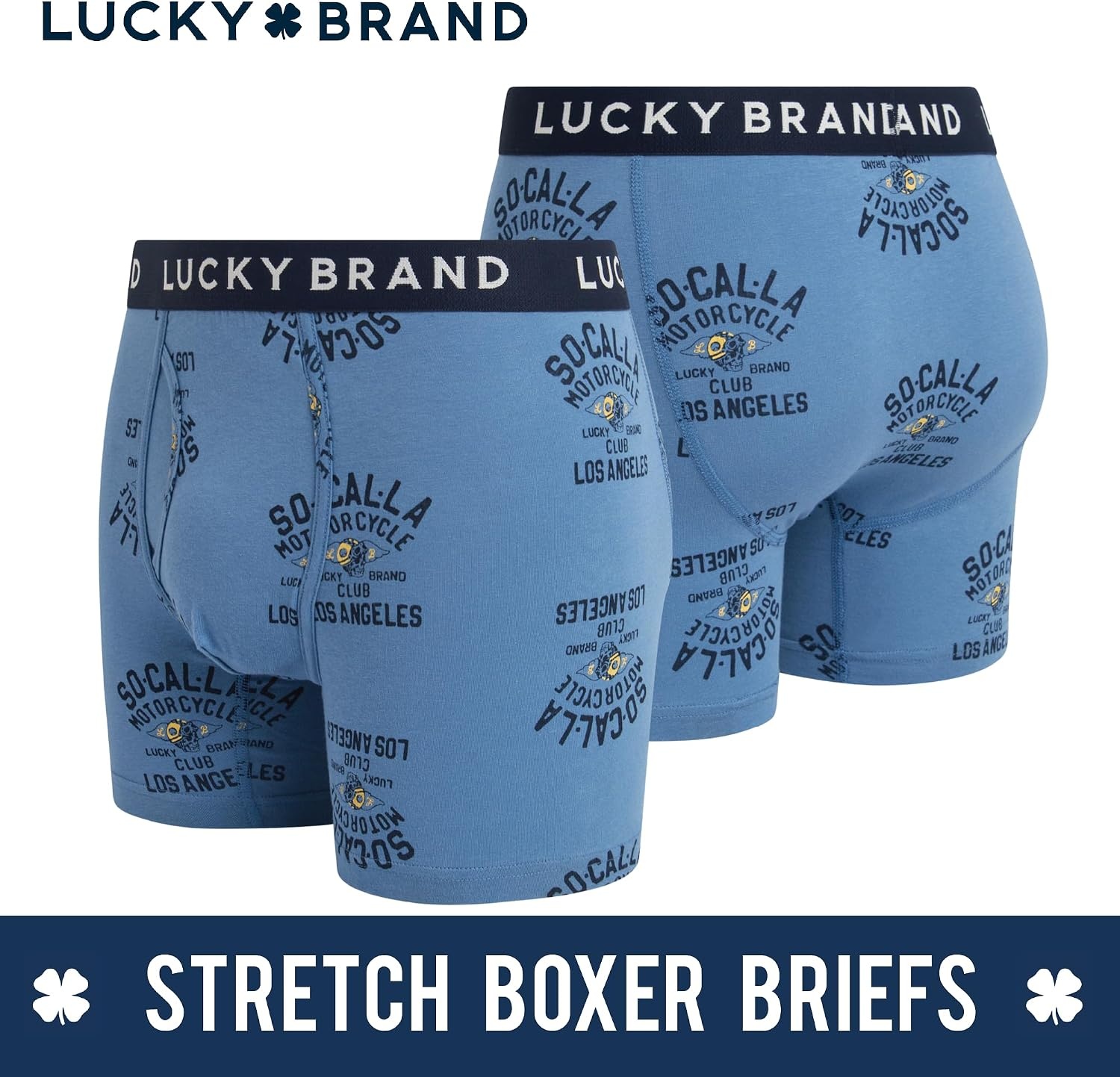 image:imageLucky Brand Mens Boxer Briefs 3 Pack Soft Stretch Cotton Boxers 6 InseamShadow BlackBlue PrintGolden Olive