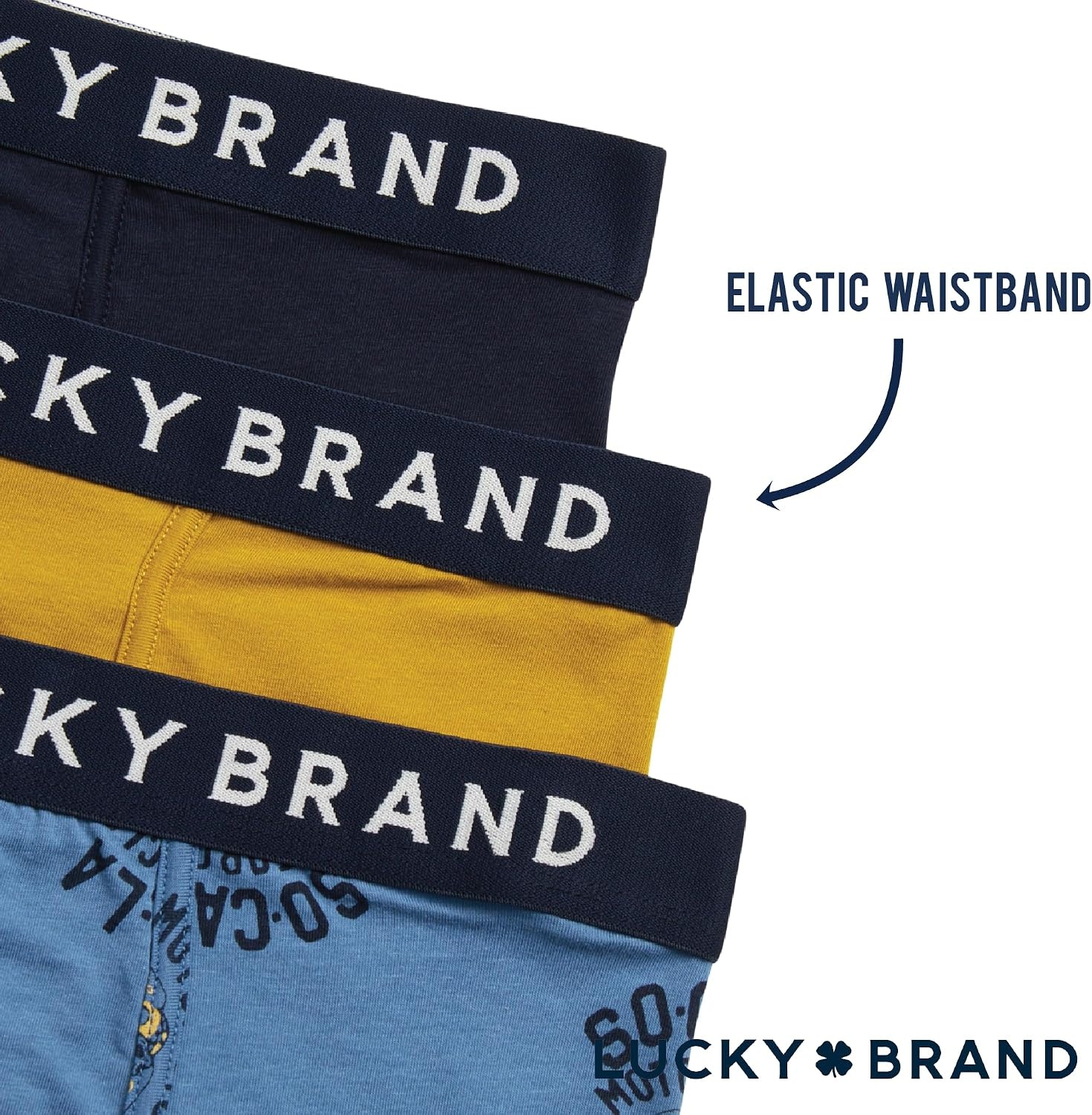 image:imageLucky Brand Mens Boxer Briefs 3 Pack Soft Stretch Cotton Boxers 6 InseamShadow BlackBlue PrintGolden Olive