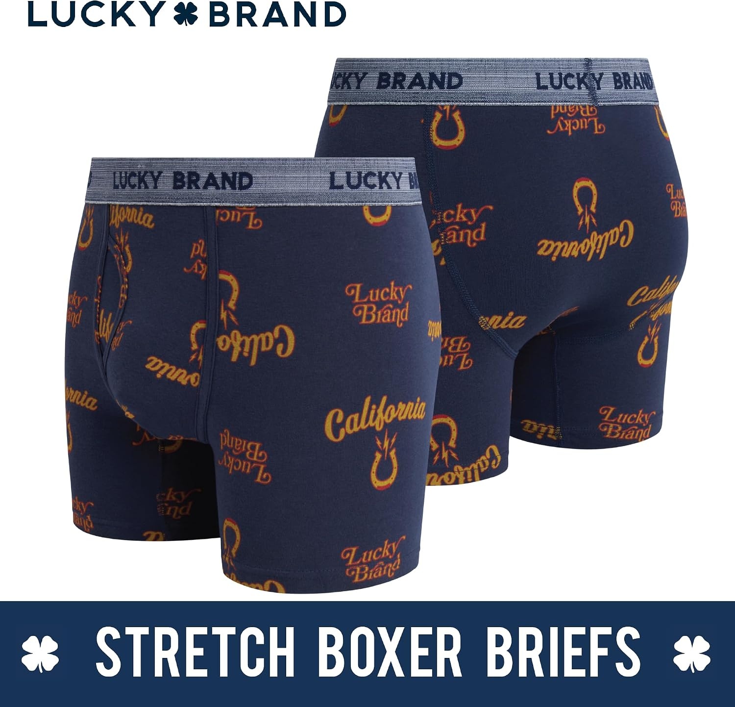 image:imageLucky Brand Mens Boxer Briefs 3 Pack Underwear Boxers with Fly 6 InseamRed OchreIndigo PrintVintage Indigo