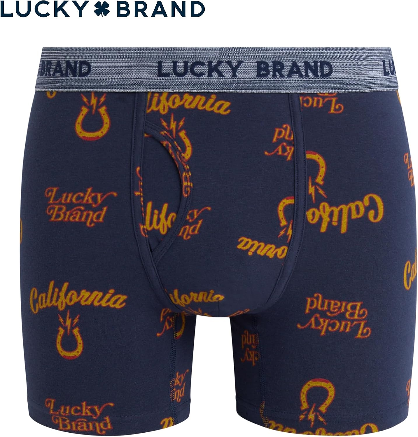 image:imageLucky Brand Mens Boxer Briefs 3 Pack Underwear Boxers with Fly 6 InseamRed OchreIndigo PrintVintage Indigo
