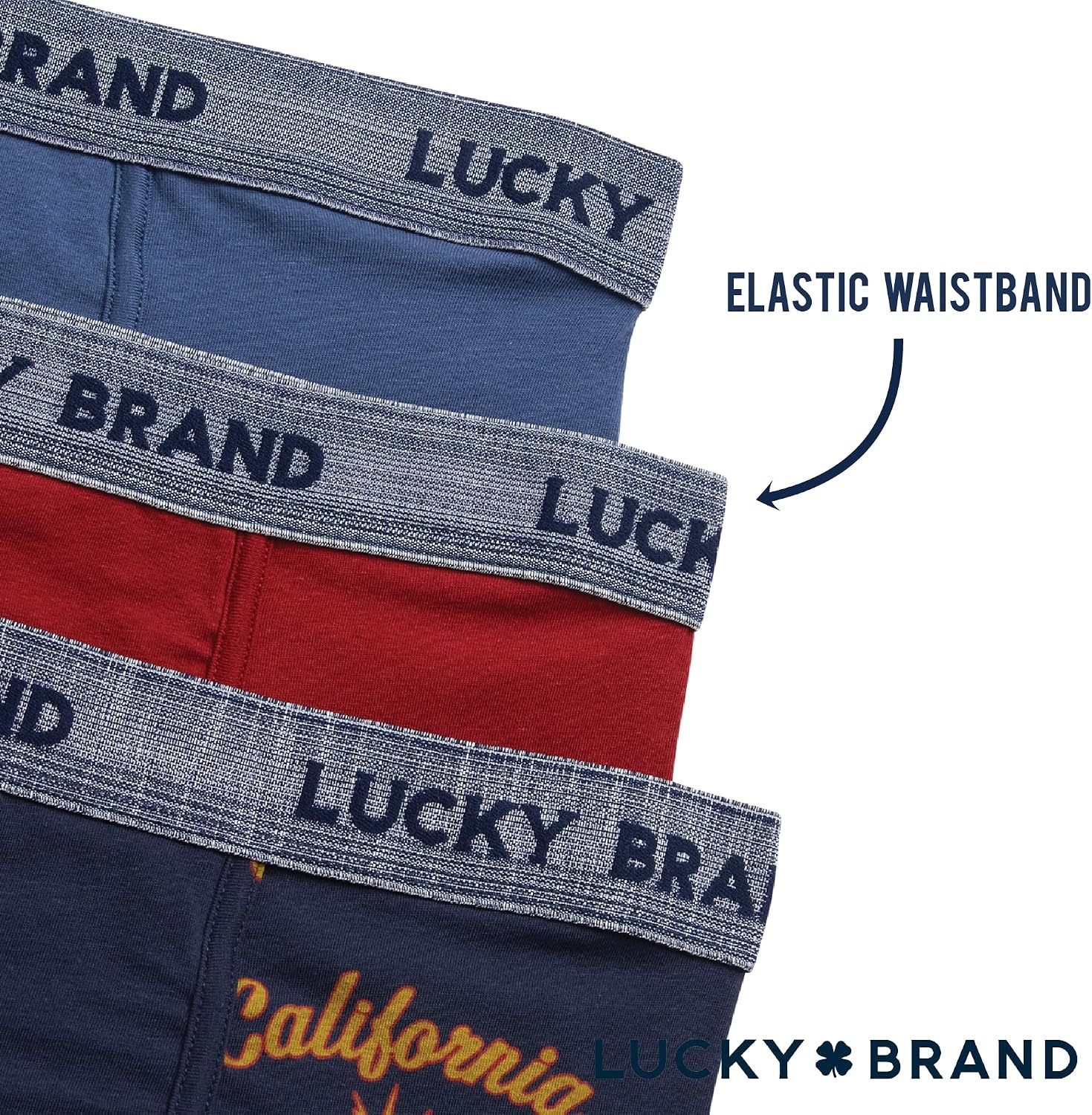 image:imageLucky Brand Mens Boxer Briefs 3 Pack Underwear Boxers with Fly 6 InseamRed OchreIndigo PrintVintage Indigo