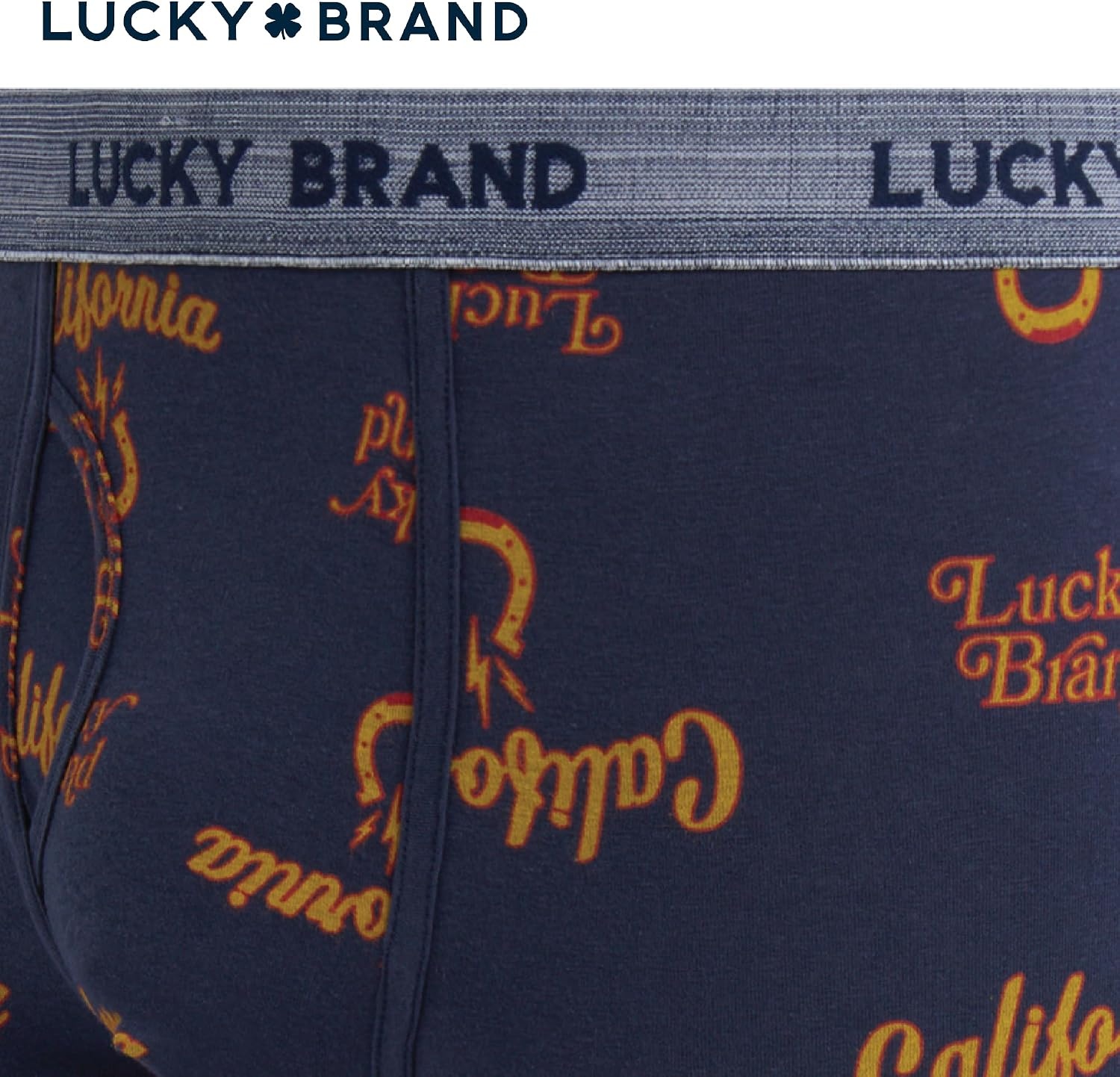 image:imageLucky Brand Mens Boxer Briefs 3 Pack Underwear Boxers with Fly 6 InseamRed OchreIndigo PrintVintage Indigo