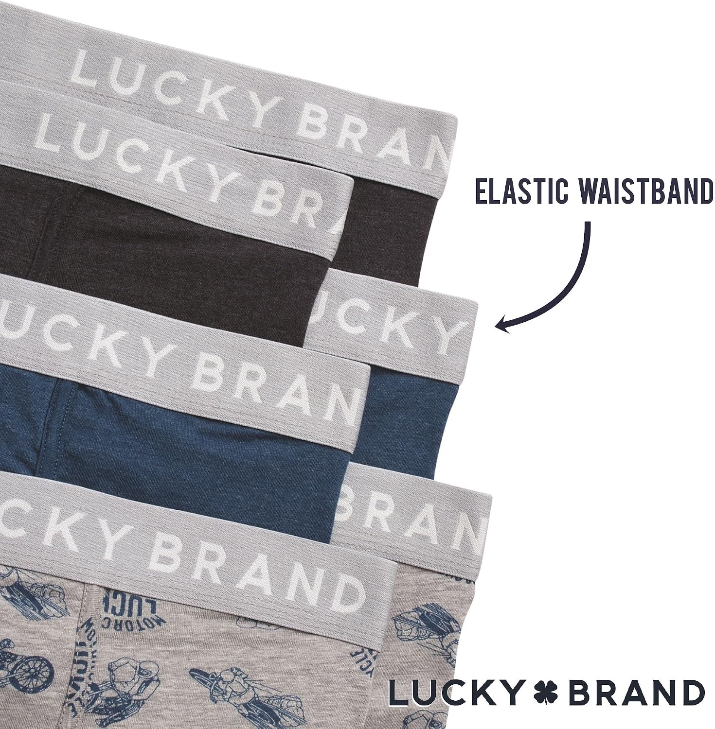 image:imageLucky Brand Mens Boxer Briefs Cotton Boxers with Fly 6 Pack 6 InseamBlue HeatherGrey HeatherCharcoal Heather