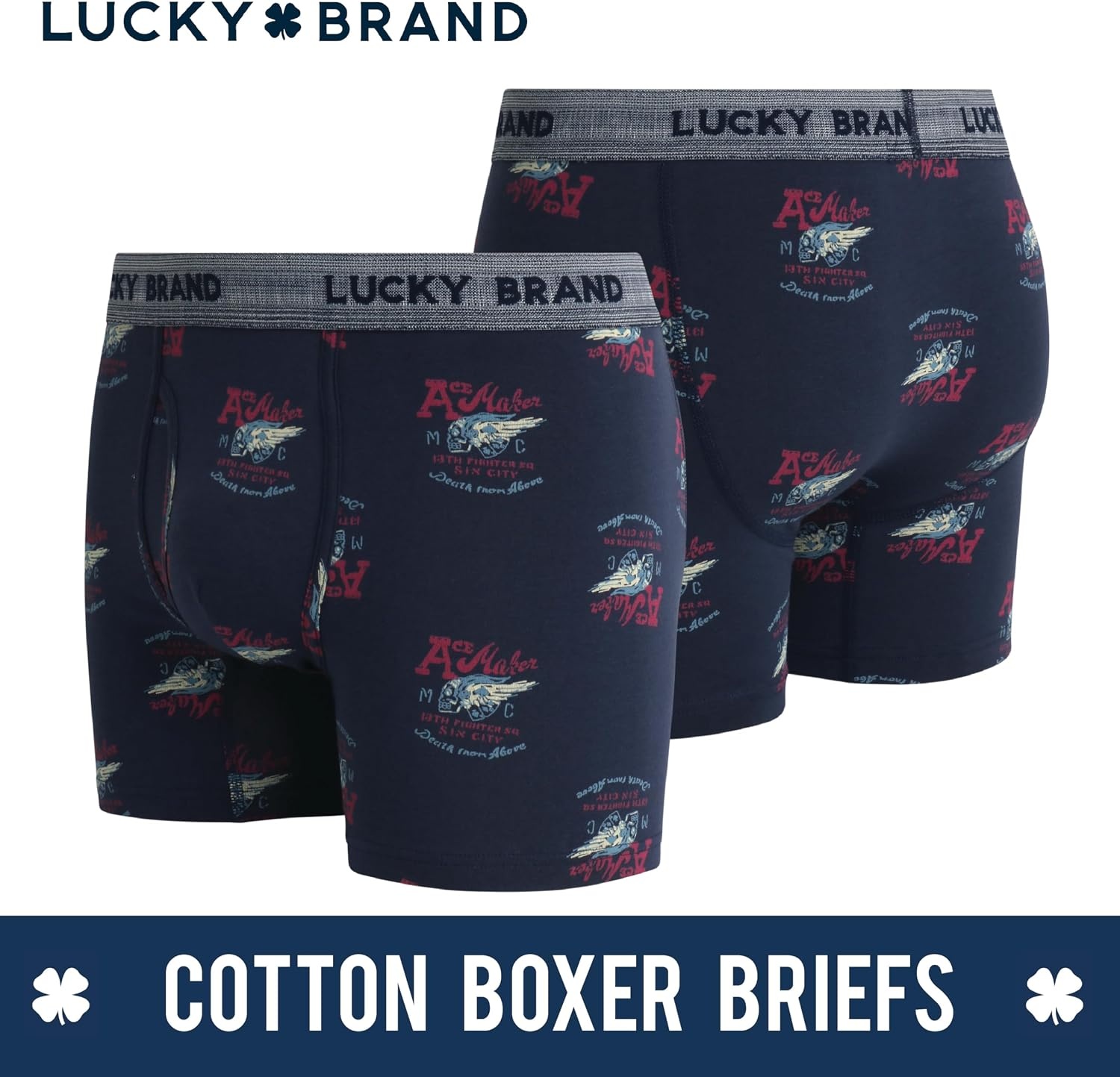 image:imageLucky Brand Mens Boxer Briefs Cotton Boxers with Fly 6 Pack 6 InseamEarth RedIndigoVintage Indigo