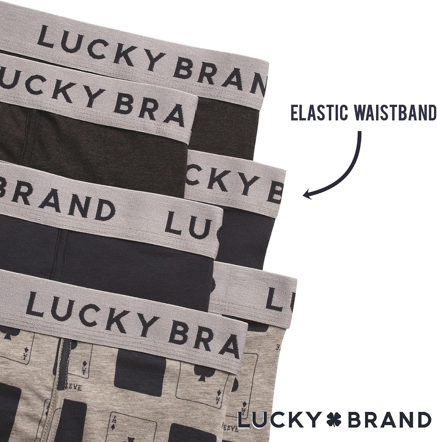 image:imageLucky Brand Mens Boxer Briefs Cotton Boxers with Fly 6 Pack 6 InseamGrey HeatherGrey PrintMood Indigo