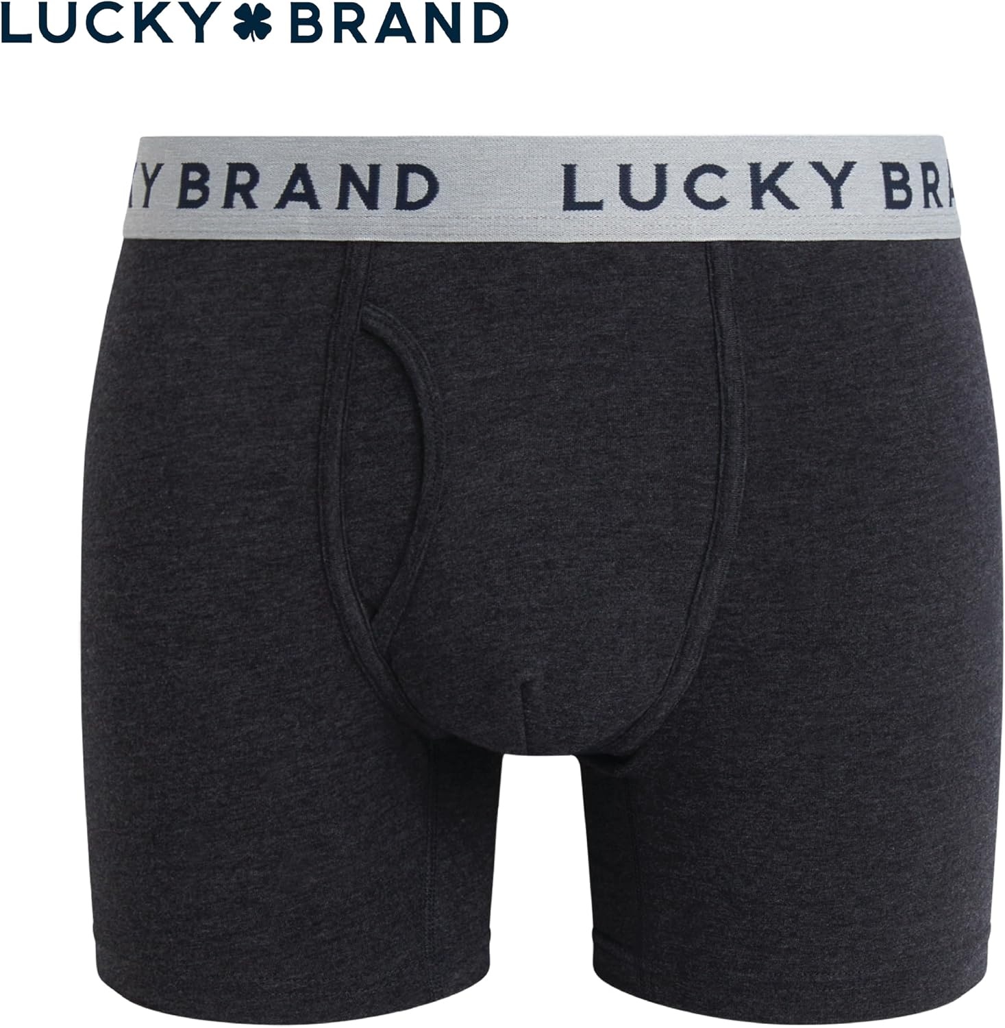image:imageLucky Brand Mens Boxer Briefs Cotton Boxers with Fly 6 Pack 6 InseamGrey HeatherGrey PrintMood Indigo