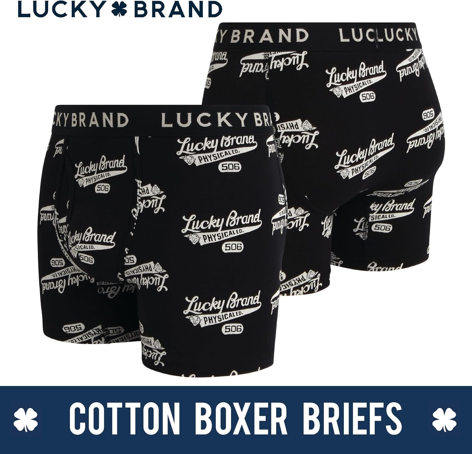 image:imageLucky Brand Mens Boxer Briefs Cotton Boxers with Fly 6 Pack 6 InseamMedium GreyJet Black PrintRed Ochre