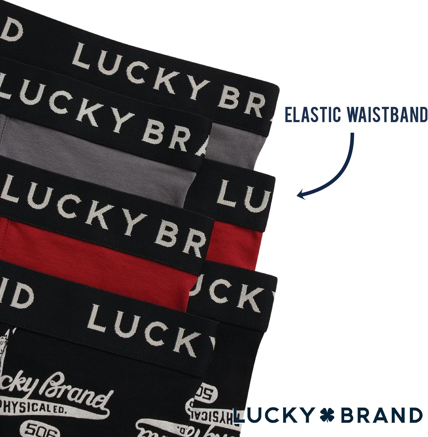 image:imageLucky Brand Mens Boxer Briefs Cotton Boxers with Fly 6 Pack 6 InseamMedium GreyJet Black PrintRed Ochre