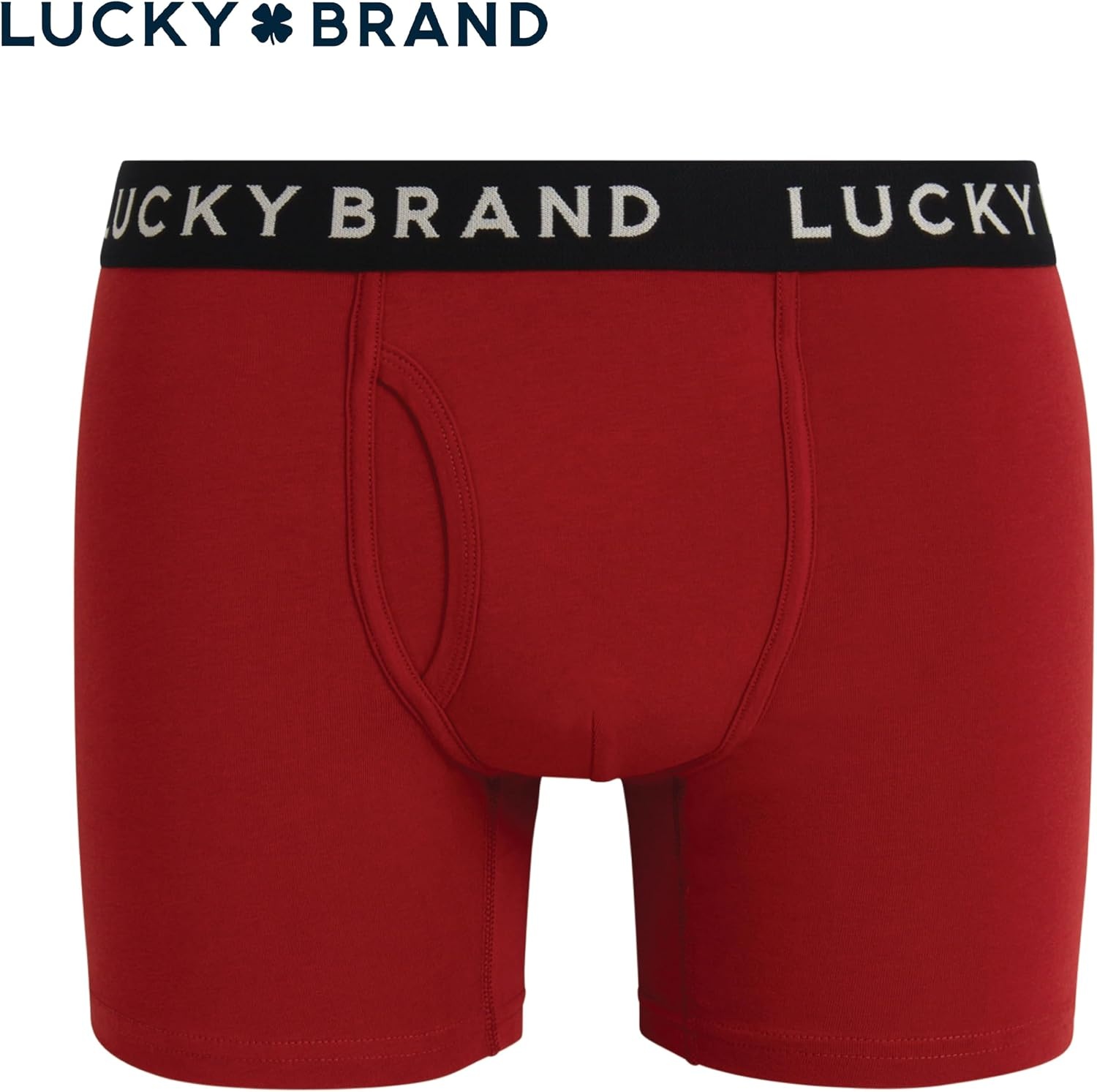 image:imageLucky Brand Mens Boxer Briefs Cotton Boxers with Fly 6 Pack 6 InseamMood IndigoGrey Heather PrintTibetan Red
