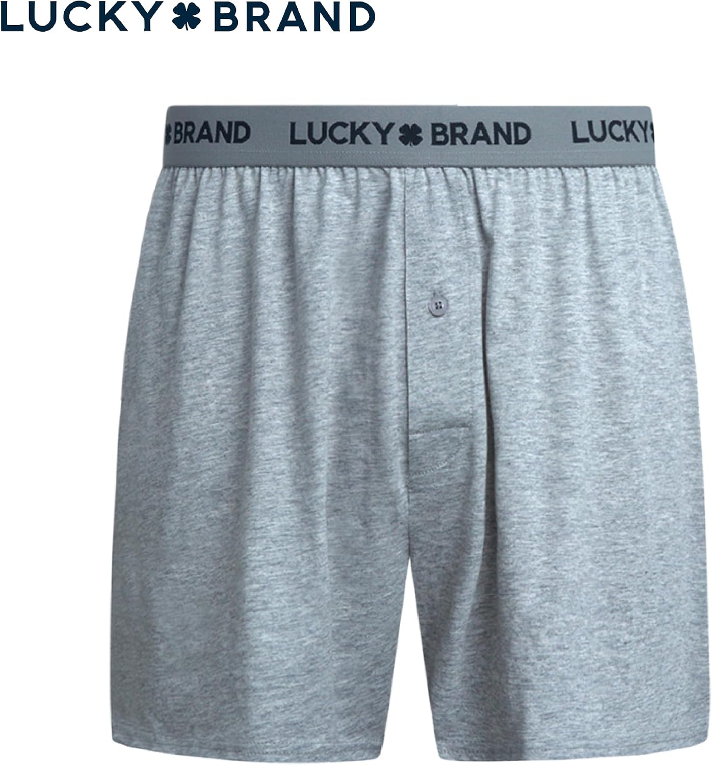 image:imageLucky Brand Mens Boxers 3 Pack Breathable Knit Shorts Fly 4 14 InseamBlackLight GreyCharcoal Heather