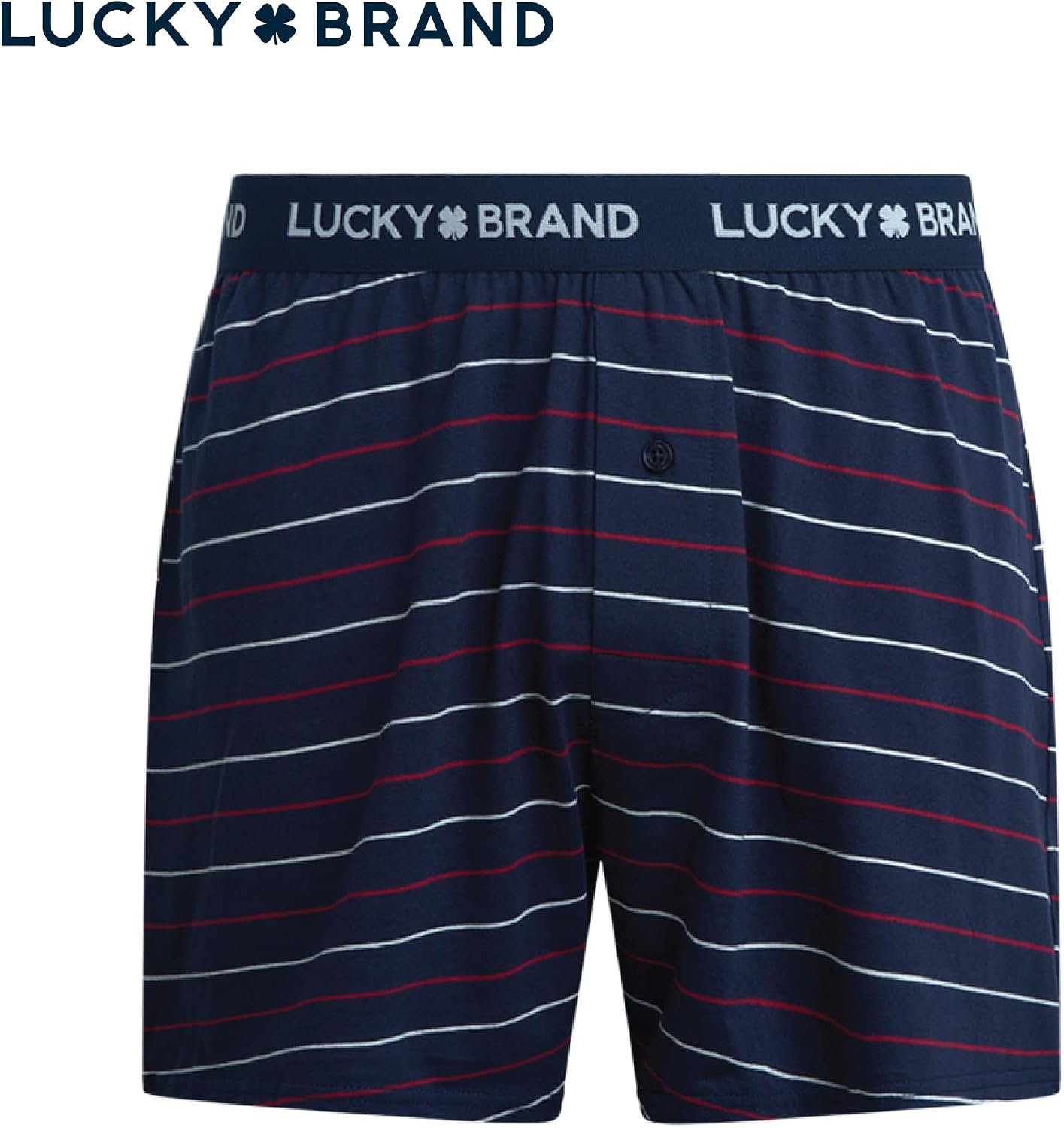 image:imageLucky Brand Mens Boxers 3 Pack Breathable Knit Shorts Fly 4 14 InseamBlueStripesLight Grey Heather