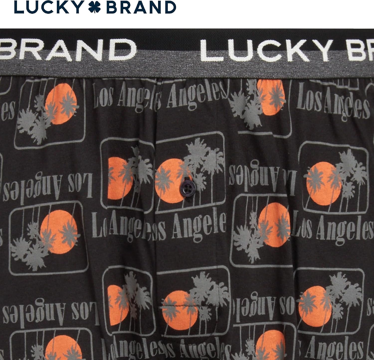 image:imageLucky Brand Mens Boxers 3 Pack Breathable Knit Shorts Fly 4 14 InseamCharcoalBlack PrintDark Green