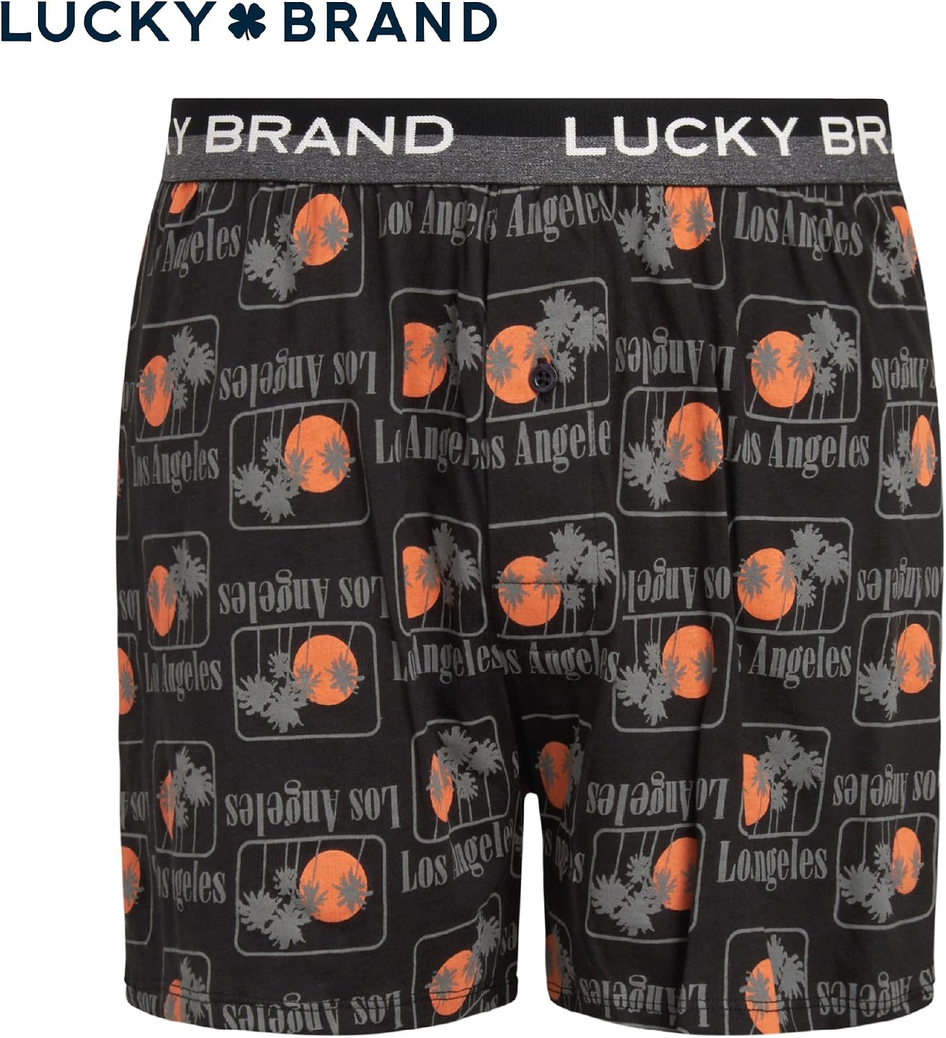 image:imageLucky Brand Mens Boxers 3 Pack Breathable Knit Shorts Fly 4 14 InseamCharcoalBlack PrintDark Green