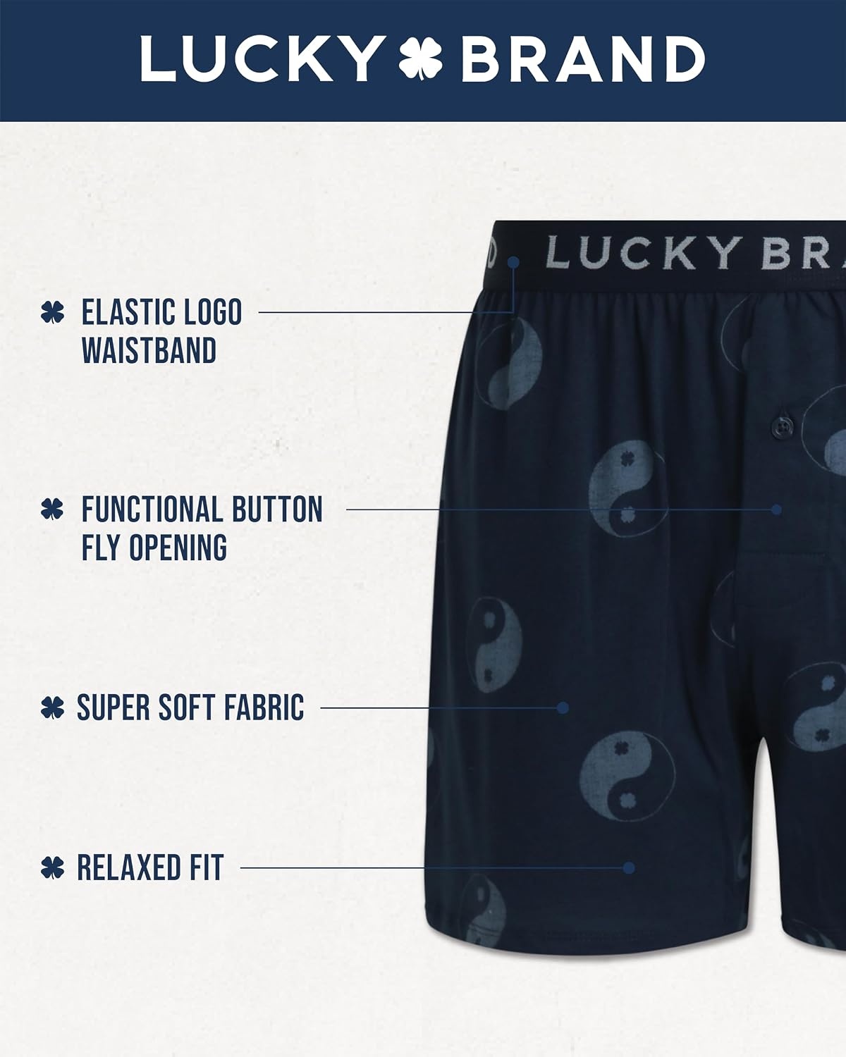 image:imageLucky Brand Mens Boxers 3 Pack Breathable Knit Shorts Fly 4 14 InseamHeather GreyPrintBottle Green