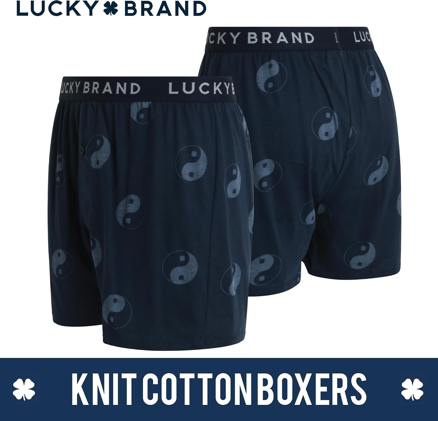 image:imageLucky Brand Mens Boxers 3 Pack Breathable Knit Shorts Fly 4 14 InseamHeather GreyPrintBottle Green