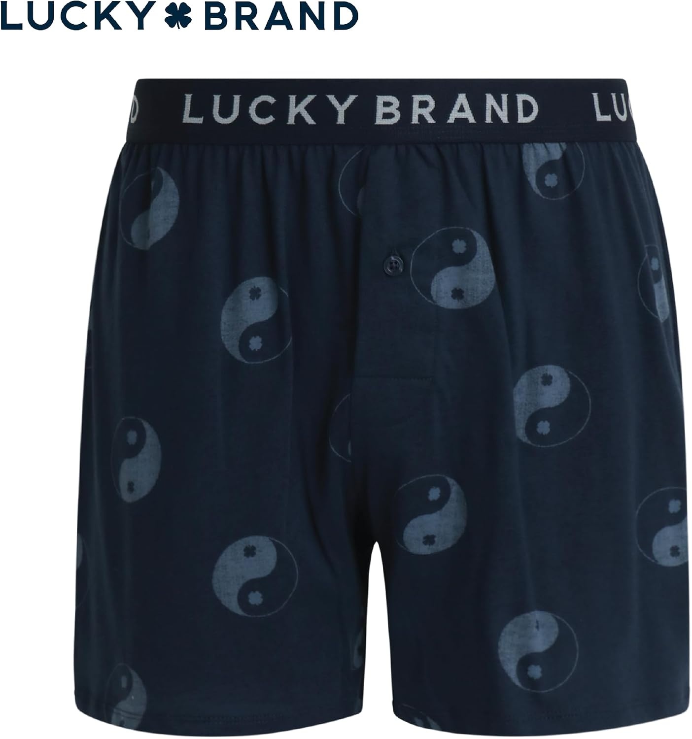image:imageLucky Brand Mens Boxers 3 Pack Breathable Knit Shorts Fly 4 14 InseamHeather GreyPrintBottle Green