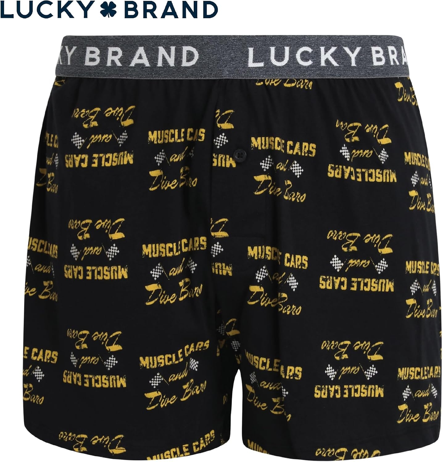 image:imageLucky Brand Mens Boxers 3 Pack Breathable Knit Shorts Fly 4 14 InseamJet BlackJet Black PrintGreen