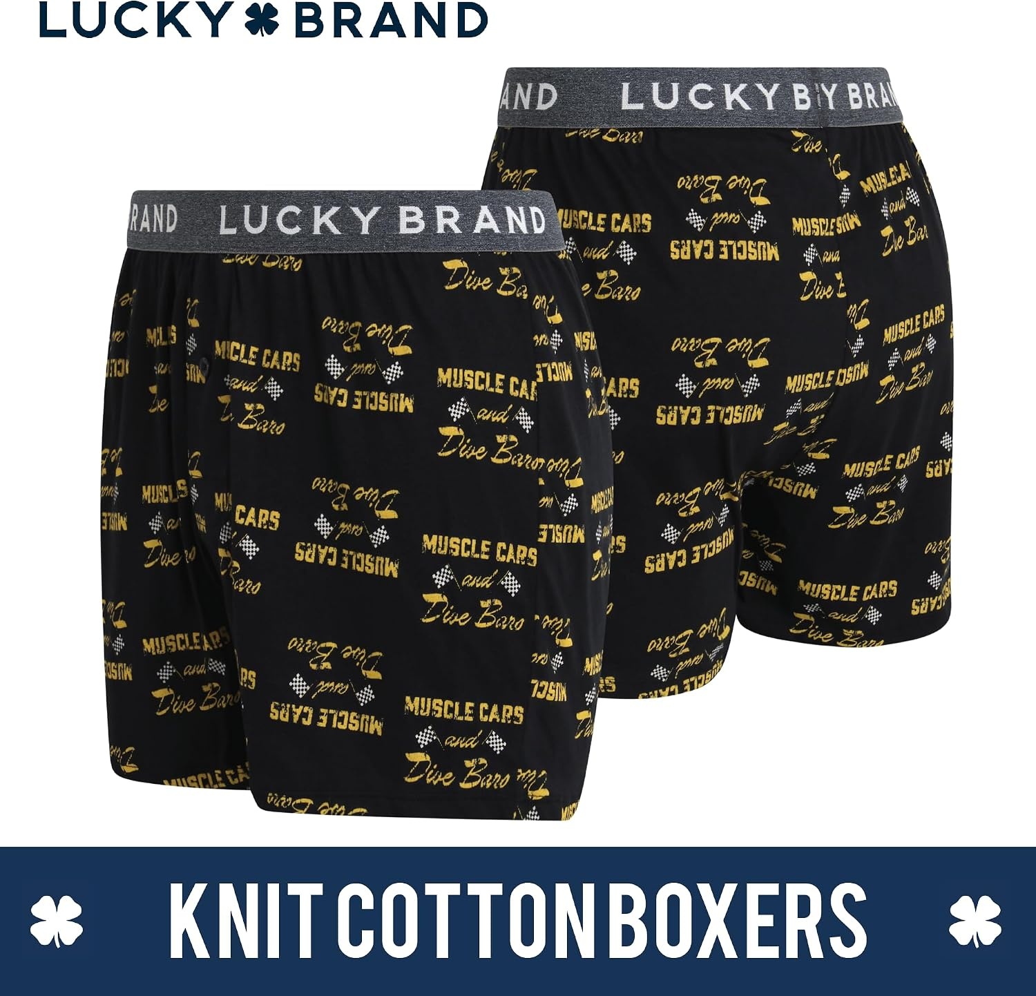 image:imageLucky Brand Mens Boxers 3 Pack Breathable Knit Shorts Fly 4 14 InseamJet BlackJet Black PrintGreen