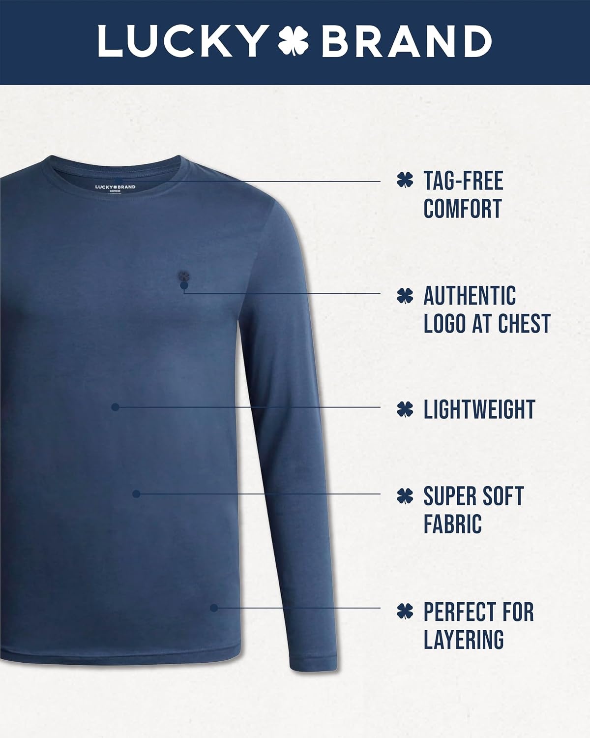 image:imageLucky Brand Mens Sleep Shirt 2 Pack Soft Cotton Long Sleeve Crewneck TeeCharcoalJet Black