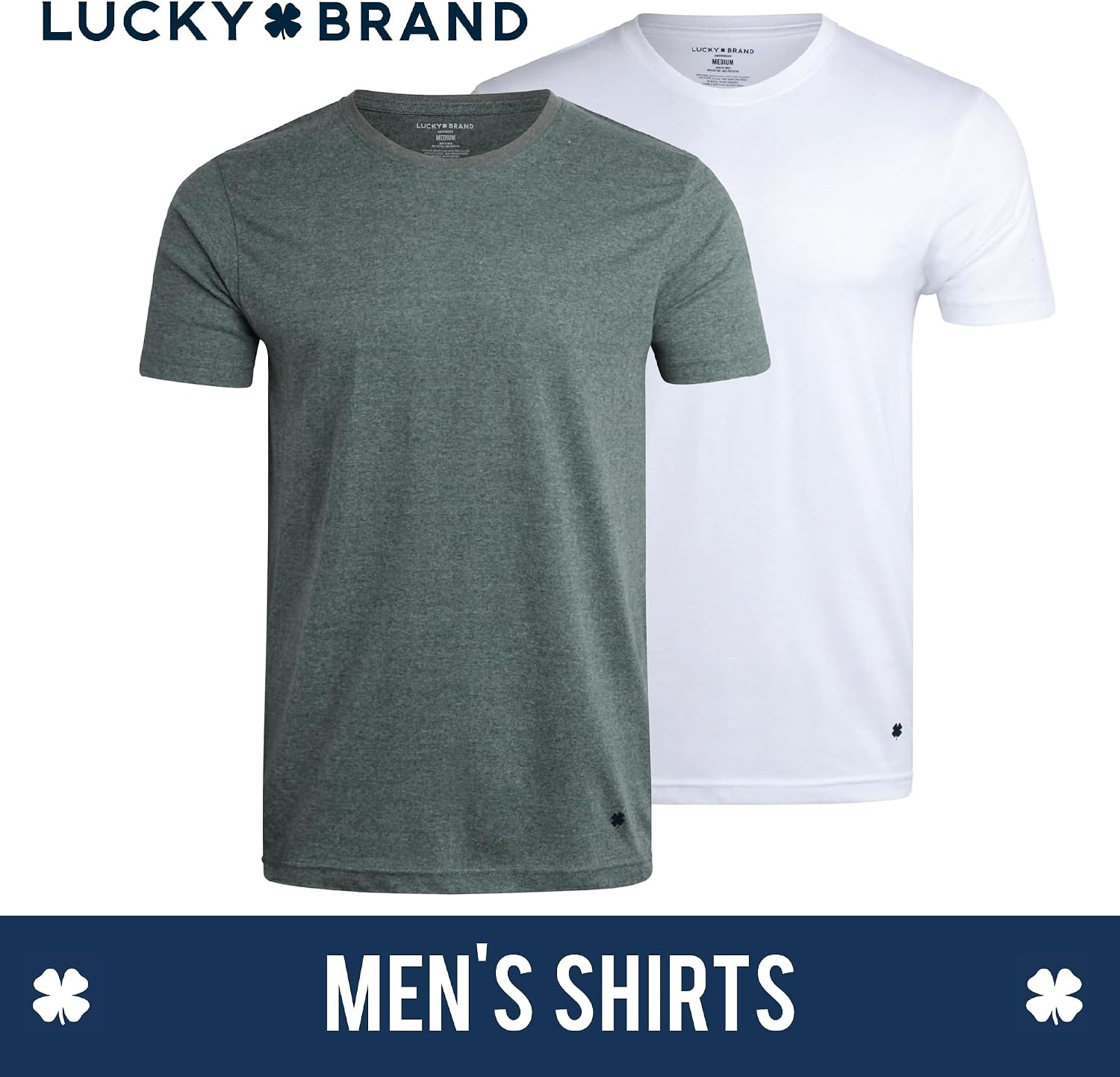 image:imageLucky Brand Mens TShirts 4 Pack Cotton Crewneck amp VNeck UndershirtsMood IndigoLeadGrey HeatherWhite Crew