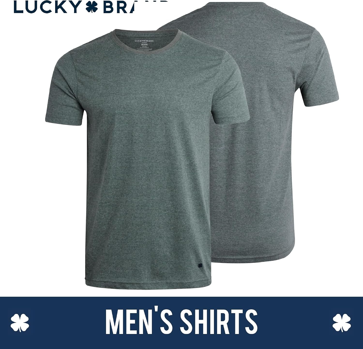 image:imageLucky Brand Mens TShirts 4 Pack Cotton Crewneck amp VNeck UndershirtsMood IndigoLeadGrey HeatherWhite Vneck