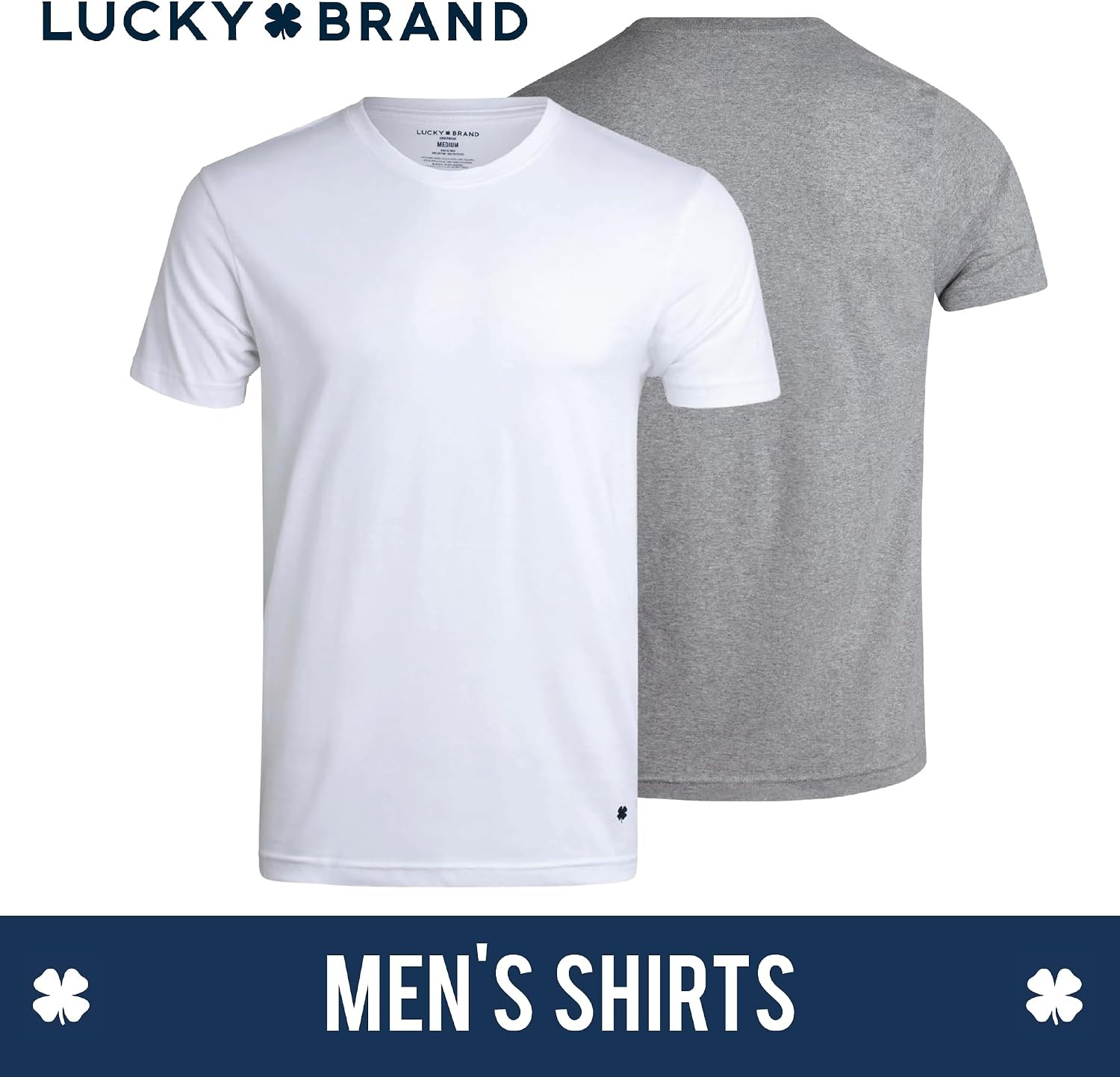 image:imageLucky Brand Mens TShirts 4 Pack Cotton Crewneck amp VNeck UndershirtsWhiteJet BlackHeather Grey Vneck