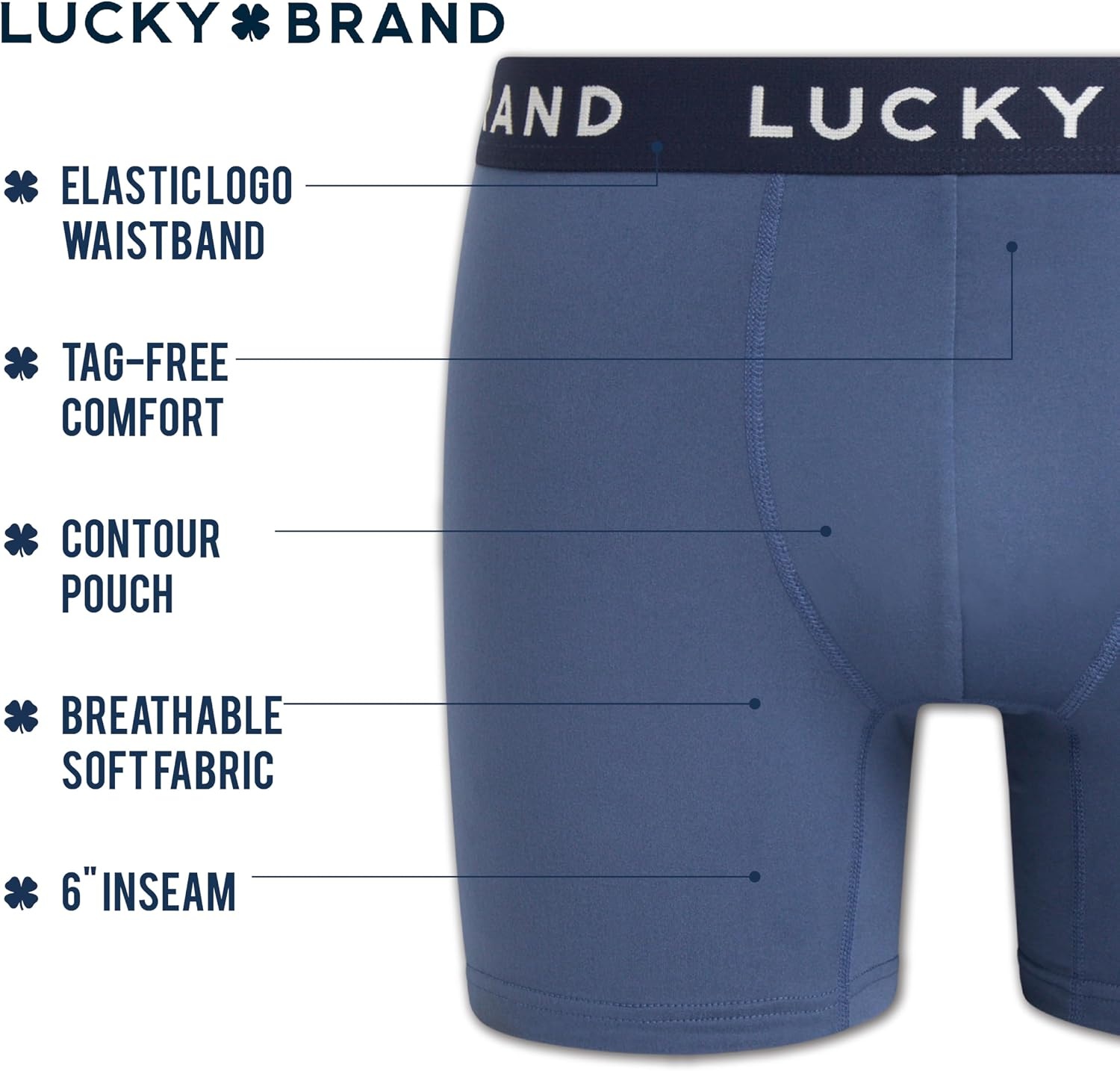 image:imageLucky Brand Mens Underwear Boxer Briefs 7 Pack Soft Stretch TagFree BoxersIndigo PrintsMood IndigoEarth RedVintage Indigo