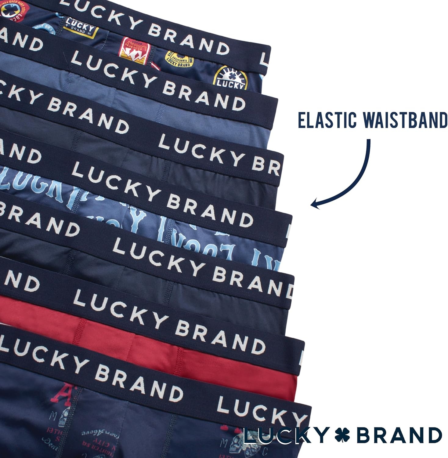 image:imageLucky Brand Mens Underwear Boxer Briefs 7 Pack Soft Stretch TagFree BoxersIndigo PrintsMood IndigoEarth RedVintage Indigo