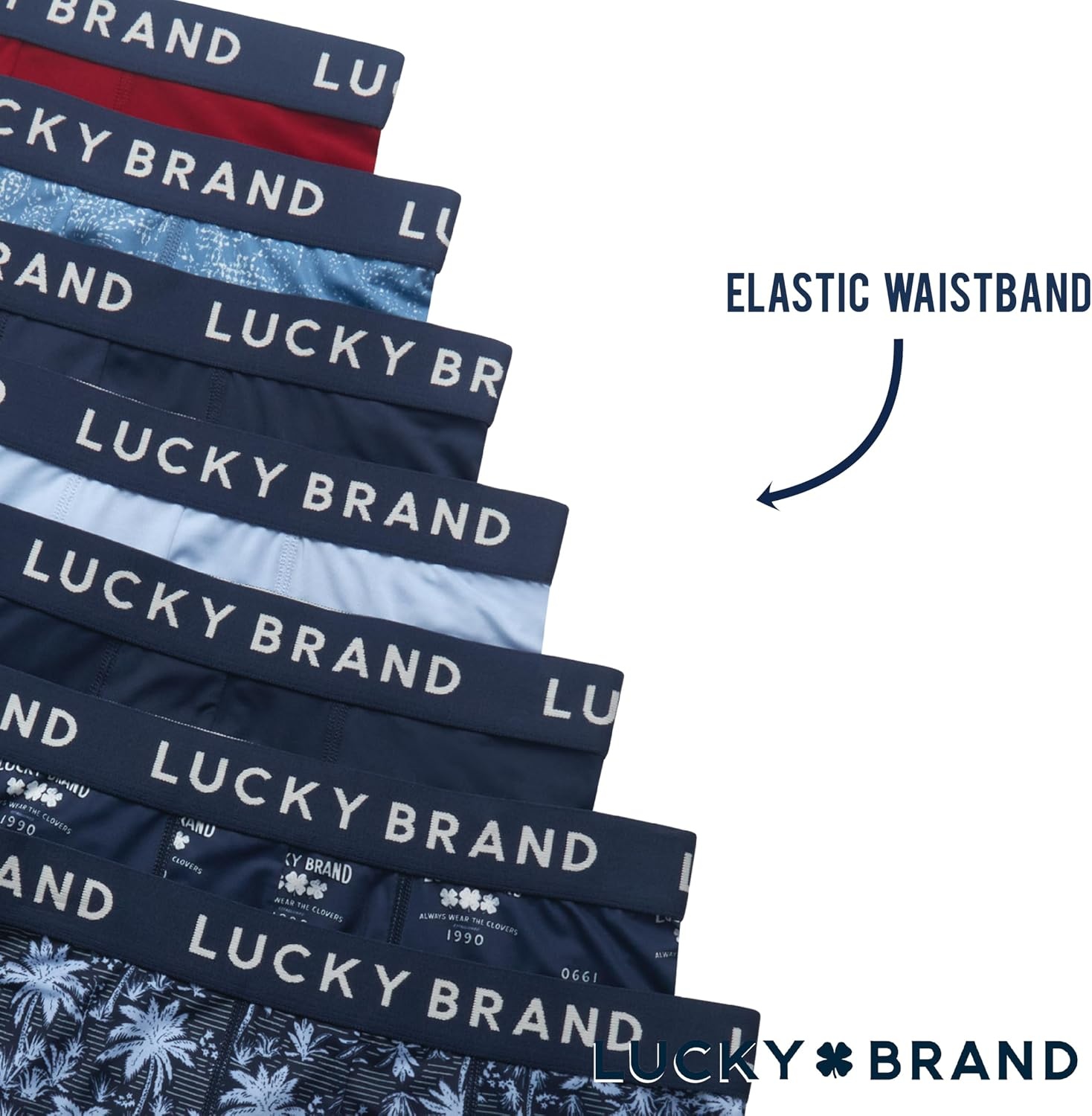 image:imageLucky Brand Mens Underwear Boxer Briefs 7 Pack Soft Stretch TagFree BoxersMood Indigo Kentucky BlueMood IndigoRedPrints