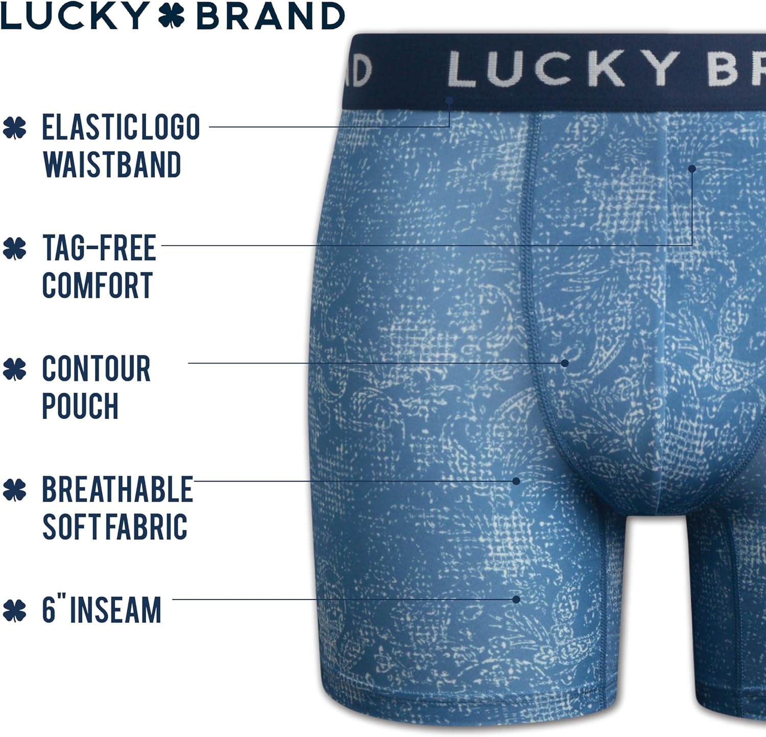 image:imageLucky Brand Mens Underwear Boxer Briefs 7 Pack Soft Stretch TagFree BoxersMood Indigo Kentucky BlueMood IndigoRedPrints