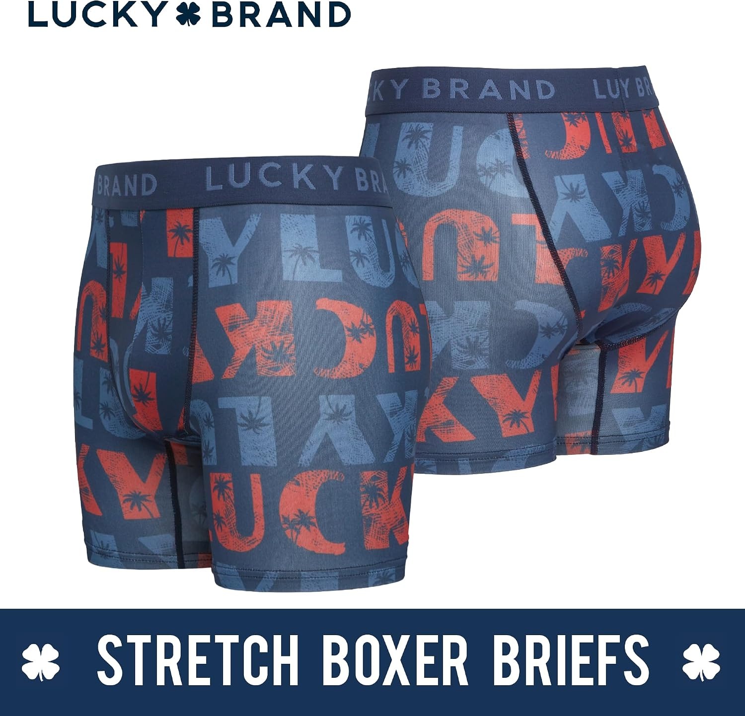 image:imageLucky Brand Mens Underwear Boxer Briefs 7 Pack Soft Stretch TagFree BoxersPrintsMood IndigoBlackBarn RedMedium Grey