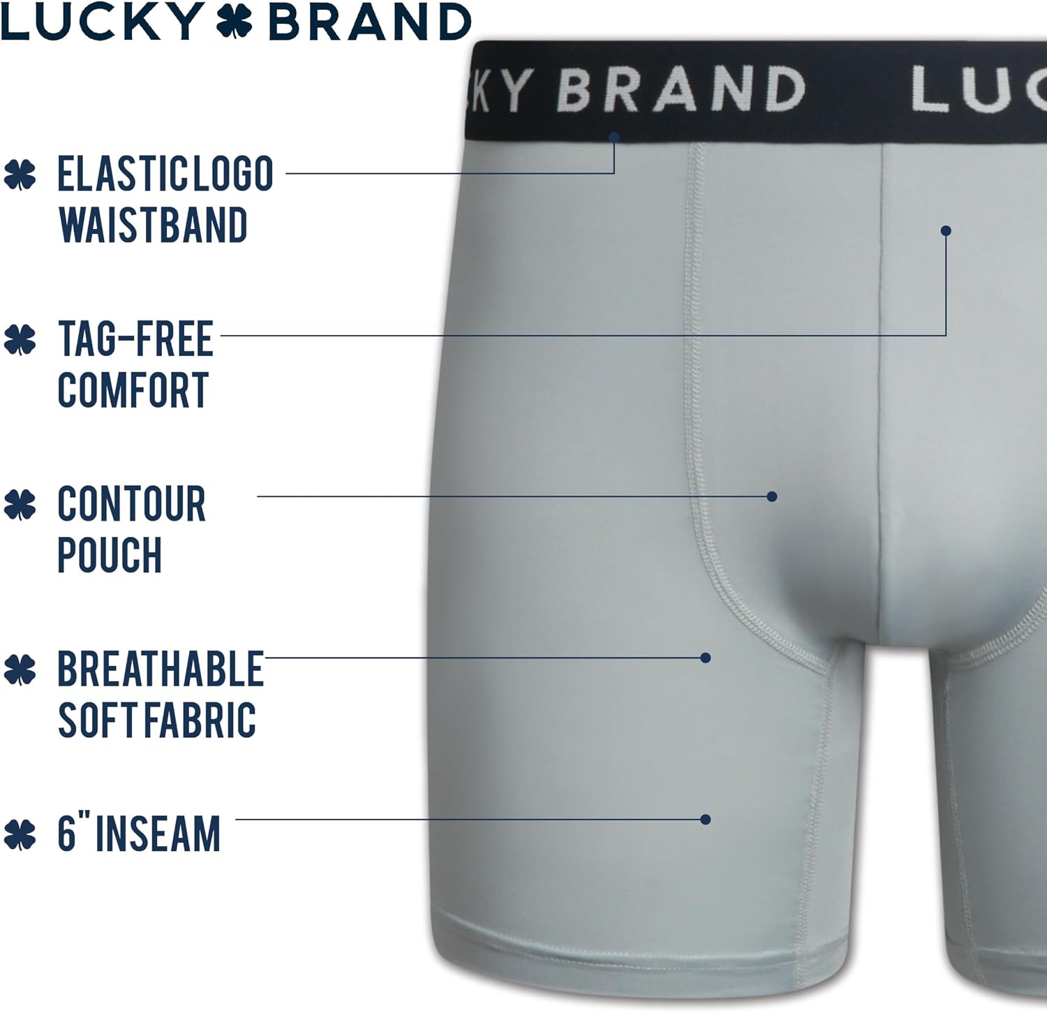image:imageLucky Brand Mens Underwear Boxer Briefs 7 Pack Soft Stretch TagFree BoxersPrintsMood IndigoBlackBarn RedMedium Grey