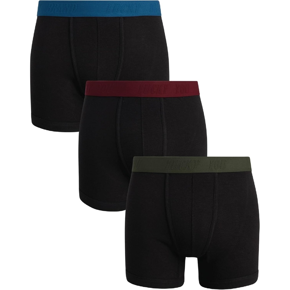 image:imageLucky Brand Mens Boxer Briefs 3 Pack Cotton Underwear For Men 5 InseamJet Black Contrast