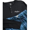 Lucky Brand Mens Pajama Set Long Sleeve Tee and Pajama Pants, 30” Inseam(Charcoal Greyvintage Indigo Plaid)