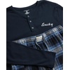 Lucky Brand Mens Pajama Set Long Sleeve Tee and Pajama Pants, 30” Inseam(Total Eclipsemood Indigo Plaid)