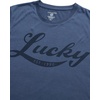 Lucky Brand Mens Pajama Set Long Sleeve Tee and Pajama Pants, 30” Inseam(Vintage Indigo/Vintage Indigo Print)