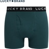 Lucky Brand Mens Underwear Boxer Briefs – 3 Pack Soft Cotton Blend Boxers for Men with Functional Fly Pouch, 6″ Inseam(Charcoal Heather Grey/Jet Black Print/Teal)