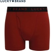 Lucky Brand Mens Underwear Boxer Briefs – 3 Pack Soft Cotton Blend Boxers for Men with Functional Fly Pouch, 6″ Inseam(Charcoal Heather Grey/Jet Black Print/Red Ochre)
