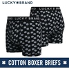 Lucky Brand Mens Underwear Boxer Briefs – 3 Pack Soft Cotton Blend Boxers for Men with Functional Fly Pouch, 6″ Inseam(Charcoal Heather Grey/Jet Black Print/Teal)