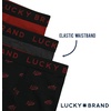 Lucky Brand Mens Underwear Boxer Briefs – 3 Pack Soft Cotton Blend Boxers for Men with Functional Fly Pouch, 6″ Inseam(Charcoal Heather Grey/Jet Black Print/Red Ochre)