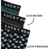 Lucky Brand Mens Underwear Boxer Briefs – 3 Pack Soft Cotton Blend Boxers for Men with Functional Fly Pouch, 6″ Inseam(Charcoal Heather Grey/Jet Black Print/Teal)