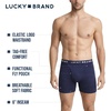 Lucky Brand Mens Underwear Boxer Briefs – 3 Pack Soft Cotton Blend Boxers for Men with Functional Fly Pouch, 6″ Inseam(Charcoal Heather Grey/Jet Black Print/Red Ochre)