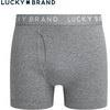 Lucky Brand Mens Underwear Boxer Briefs – 3 Pack Soft Cotton Blend Boxers for Men with Functional Fly Pouch, 6″ Inseam(Heather Grey/Vintage Indigo Print/Mood Indigo)