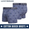 Lucky Brand Mens Underwear Boxer Briefs – 3 Pack Soft Cotton Blend Boxers for Men with Functional Fly Pouch, 6″ Inseam(Navy/Grey)