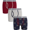 Light Grey Heather/Mood Indigo Print/Tibetan Red